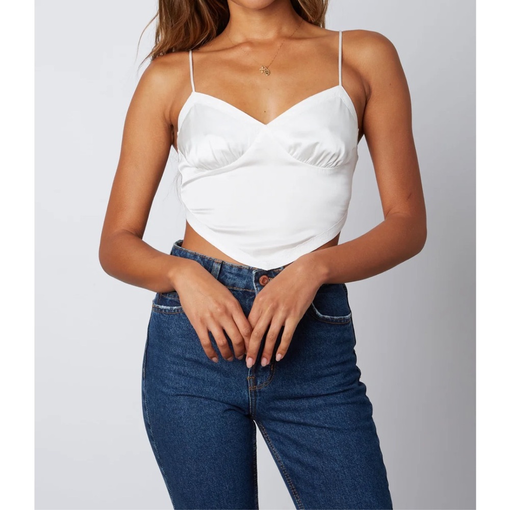 Mable ivory Satin Crop Top